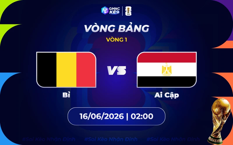 Soi kèo Bỉ vs Ai Cập 02h00 ngày 16/06/2026: Đẳng cấp lên tiếng