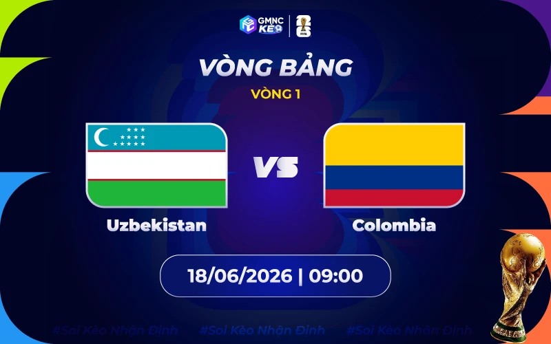 Soi kèo Uzbekistan vs Colombia 09h00 ngày 18/06/2026: Sức mạnh Nam Mỹ
