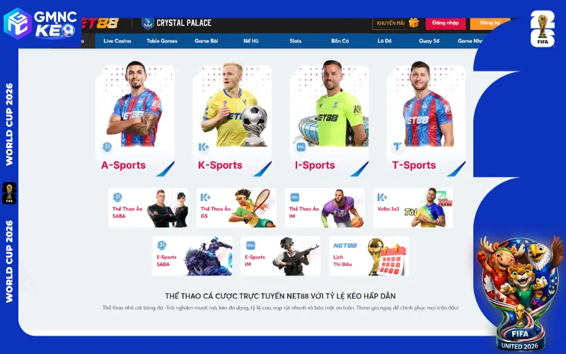 Top 10 trang cá độ bóng đá uy tín nhất World Cup 2026 2 NET88 là trang cá độ uy tín và chất lượng