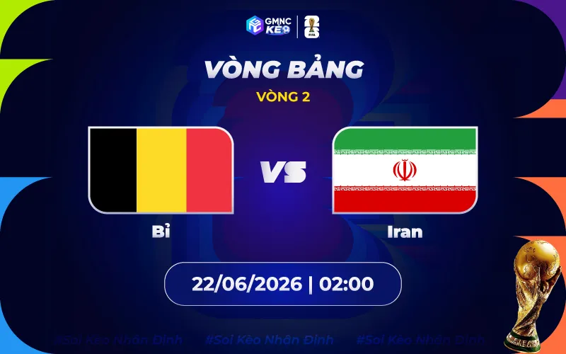 Soi kèo Bỉ vs Iran 02h00 ngày 22/06/2026 - World Cup 2026
