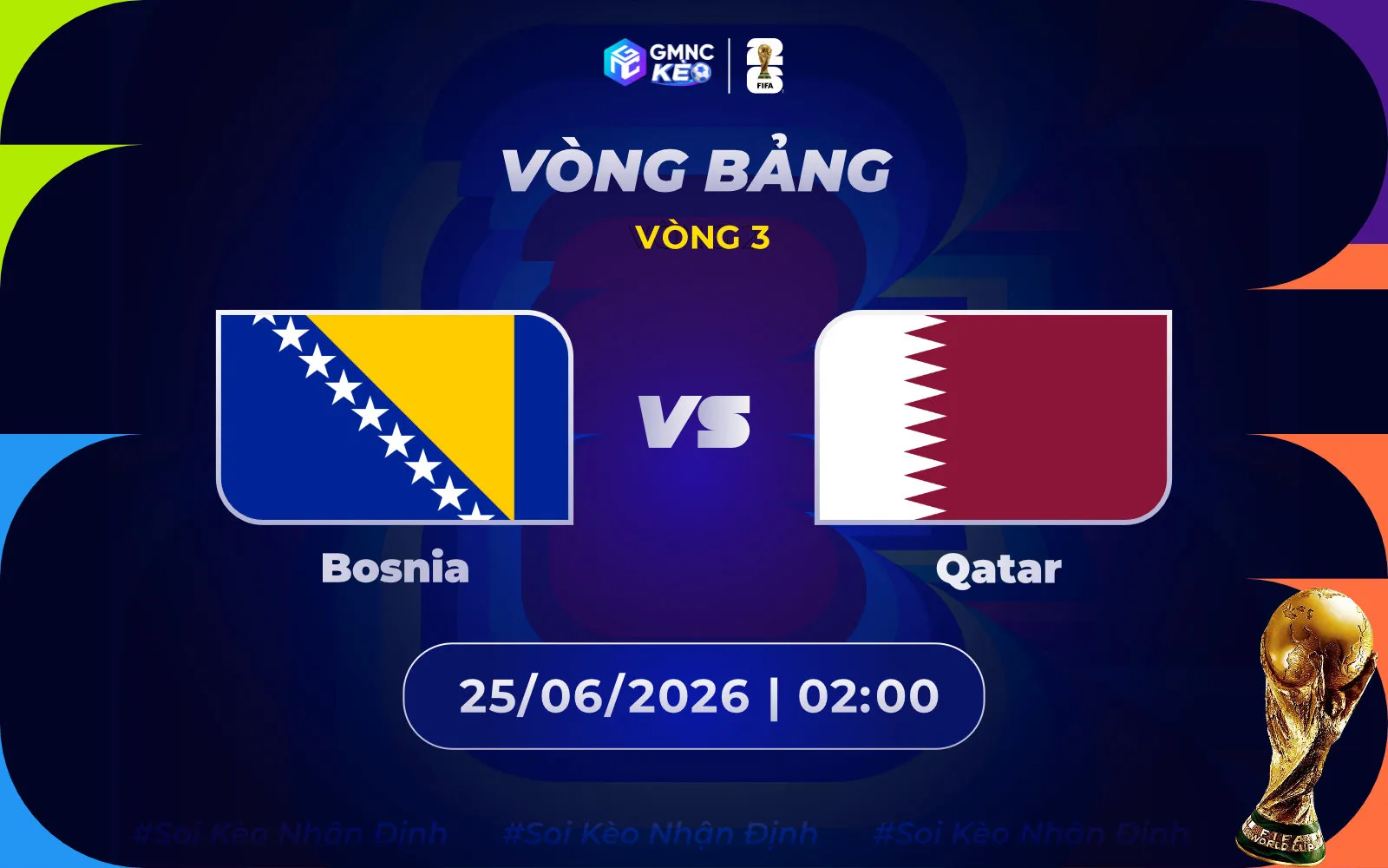 Soi kèo Bosnia vs Qatar 02h00 ngày 25/06/2026 - World Cup 2026