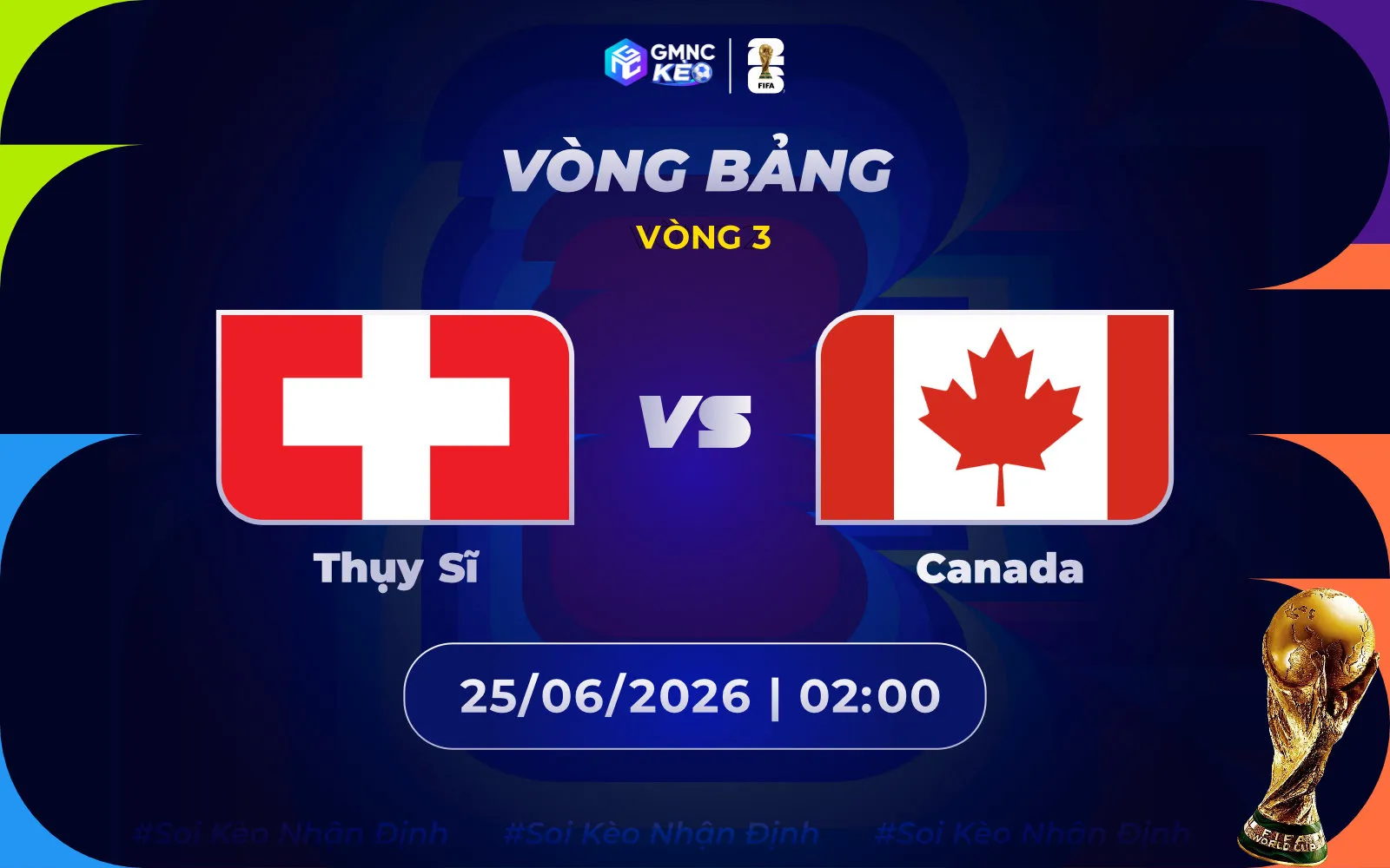 Soi kèo Thụy Sĩ vs Canada 02h00 ngày 25/06/2026 - World Cup 2026