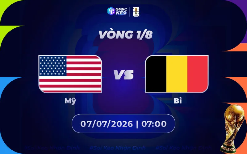 Soi kèo Mỹ vs Bỉ 07h00 ngày 07/07/2026 - World Cup 2026