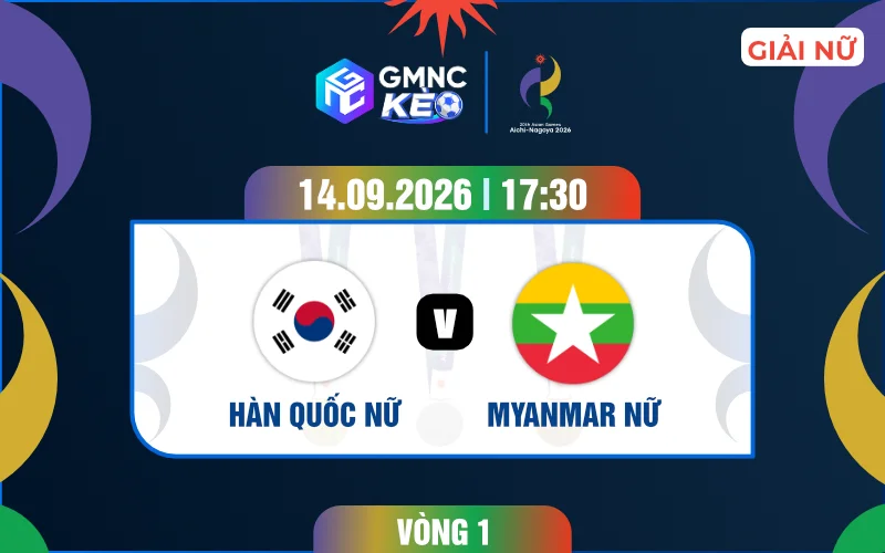 Soi kèo nữ Hàn Quốc vs nữ Myanmar 17h30 ngày 14/09/2026 - ASIAD 2026