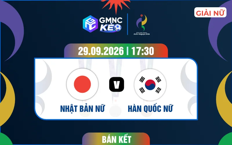 Soi kèo nữ Nhật Bản vs nữ Hàn Quốc 17h30 ngày 29/09/2026 – ASIAD 2026